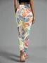 Women's Casual Leaf Jersey All Season Long Floral Leggings