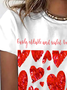 Women's Valentine's Day Heart Print Short Sleeve Crew Neck T-shirt 