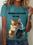 Women's Short Sleeve Tee T-shirt Summer Cat Jersey Crew Neck Daily Going Out Casual Top