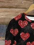 Women's Valentine's Day Love Heart Print Long Sleeve Crew Neck Sweatshirt