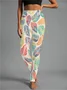 Women's Casual Leaf Jersey All Season Long Floral Leggings