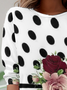 Women's Long Sleeve Tee T-shirt Spring/Fall Polka Dots Jersey Crew Neck Holiday Going Out Casual Top