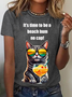 Women's Long Sleeve Tee T-shirt Spring/Fall Cat Jersey Crew Neck Daily Going Out Casual Top