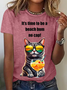 Women's Long Sleeve Tee T-shirt Spring/Fall Cat Jersey Crew Neck Daily Going Out Casual Top