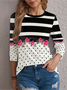 Women's Long Sleeve Tee T-shirt Spring/Fall Striped Jersey Crew Neck Holiday Going Out Casual Top