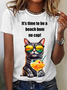 Women's Long Sleeve Tee T-shirt Spring/Fall Cat Jersey Crew Neck Daily Going Out Casual Top