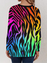 Women's Long Sleeve Tee T-shirt Spring/Fall Zebra Jersey Crew Neck Daily Going Out Casual Top