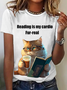 Women's Short Sleeve Tee T-shirt Summer Cat Jersey Crew Neck Daily Going Out Casual Top