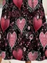 Women's Valentine's Day Love Heart Print Short Sleeve Midi Dress
