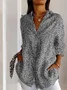 Women's Long Sleeve Shirt Spring/Fall Geometric Cotton Shirt Collar Daily Going Out Casual Top