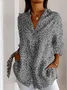 Women's Long Sleeve Shirt Spring/Fall Geometric Cotton Shirt Collar Daily Going Out Casual Top