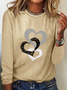 Women's Long Sleeve Tee T-shirt Spring/Fall Heart/Cordate Jersey Crew Neck Holiday Going Out Vintage Top