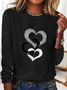 Women's Long Sleeve Tee T-shirt Spring/Fall Heart/Cordate Jersey Crew Neck Holiday Going Out Vintage Top