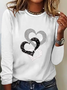 Women's Long Sleeve Tee T-shirt Spring/Fall Heart/Cordate Jersey Crew Neck Holiday Going Out Vintage Top