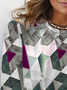 Women's Long Sleeve Tee T-shirt Spring/Fall Geometric Jersey Crew Neck Daily Going Out Casual Top