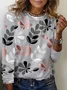 Women's Long Sleeve Floral Tee T-shirt Spring/Fall Leaf Jersey Crew Neck Daily Going Out Casual Top