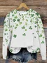 Women's Four-leaf Clover Crew Neck Casual Spring/Fall Long Sleeve Sweatshirt