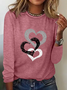 Women's Long Sleeve Tee T-shirt Spring/Fall Heart/Cordate Jersey Crew Neck Holiday Going Out Vintage Top