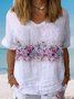 Women's Short Sleeve Blouse Summer Floral Cotton Crew Neck Daily Going Out Casual Top