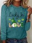 Women's St Patricks Day Long Sleeve Crew Neck T-Shirts
