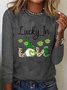 Women's St Patricks Day Long Sleeve Crew Neck T-Shirts