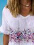Women's Short Sleeve Blouse Summer Floral Cotton Crew Neck Daily Going Out Casual Top