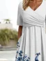 Women's Short Sleeve Summer Peacock Dress V Neck Holiday Going Out Casual Maxi A-Line