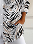 Women's Long Sleeve Shirt Spring/Fall Leopard Shirt Collar Holiday Going Out Casual Top