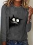 Women's Long Sleeve Tee T-shirt Spring/Fall Cat Jersey Crew Neck Daily Going Out Casual Top