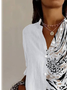 Women's Long Sleeve Shirt Spring/Fall Leopard Shirt Collar Holiday Going Out Casual Top