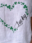 Women's St Patricks Day Shamrock Love Print Short Sleeve V Neck Cotton T-Shirt
