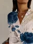 Women's Long Sleeve Shirt Spring/Fall Floral Shirt Collar Daily Going Out Casual Top