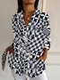 Women's Long Sleeve Shirt Spring/Fall Geometric Shirt Collar Holiday Going Out Casual Top