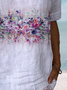 Women's Short Sleeve Blouse Summer Floral Cotton Crew Neck Daily Going Out Casual Top