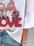 Women's Valentine's Day Gnomes Love Print Three Quarter Sleeve Blouse