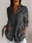 Women's Long Sleeve Shirt Spring/Fall Geometric Cotton Shirt Collar Daily Going Out Casual Top