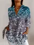 Women's Long Sleeve Shirt Spring/Fall Geometric Shirt Collar Daily Going Out Casual Top