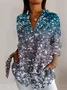Women's Long Sleeve Shirt Spring/Fall Geometric Shirt Collar Daily Going Out Casual Top