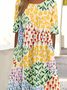 Women's 3D Printing Half Sleeve Summer Dress Crew Neck Daily Vintage Maxi Shirt Dress A-Line Dress