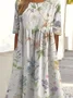 Women's 3D Printing Half Sleeve Summer Dress Crew Neck Daily Vintage Maxi Shirt Dress A-Line Dress