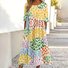 Women's 3D Printing Half Sleeve Summer Dress Crew Neck Daily Vintage Maxi Shirt Dress A-Line Dress