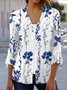 Women's Spring/Fall Outerwear Casual Floral Jersey Shawl Jacket
