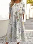 Women's 3D Printing Half Sleeve Summer Dress Crew Neck Daily Vintage Maxi Shirt Dress A-Line Dress