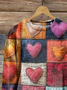 Women's Valentine's Day Love Heart Print Graphic Long Sleeve Crew Neck Sweatshirt