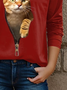 Women's Long Sleeve Tee T-shirt Spring/Fall Cat Jersey Crew Neck Daily Going Out Casual Top