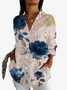 Women's Long Sleeve Shirt Spring/Fall Floral Shirt Collar Daily Going Out Casual Top