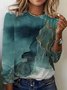 Women's Long Sleeve Tee T-shirt Spring/Fall Geometric Jersey Crew Neck Daily Going Out Casual Top