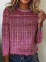 Women's Long Sleeve Tee T-shirt Spring/Fall Ethnic Jersey Crew Neck Daily Going Out Casual Top