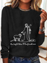 Women's Long Sleeve Blouse Spring/Fall Text Letters Crew Neck Daily Going Out Casual Top