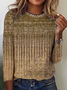 Women's Long Sleeve Tee T-shirt Spring/Fall Ethnic Jersey Crew Neck Daily Going Out Casual Top